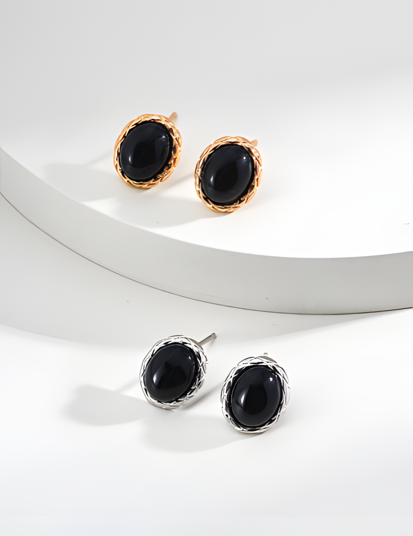 Simple Silver Black Onyx Earrings