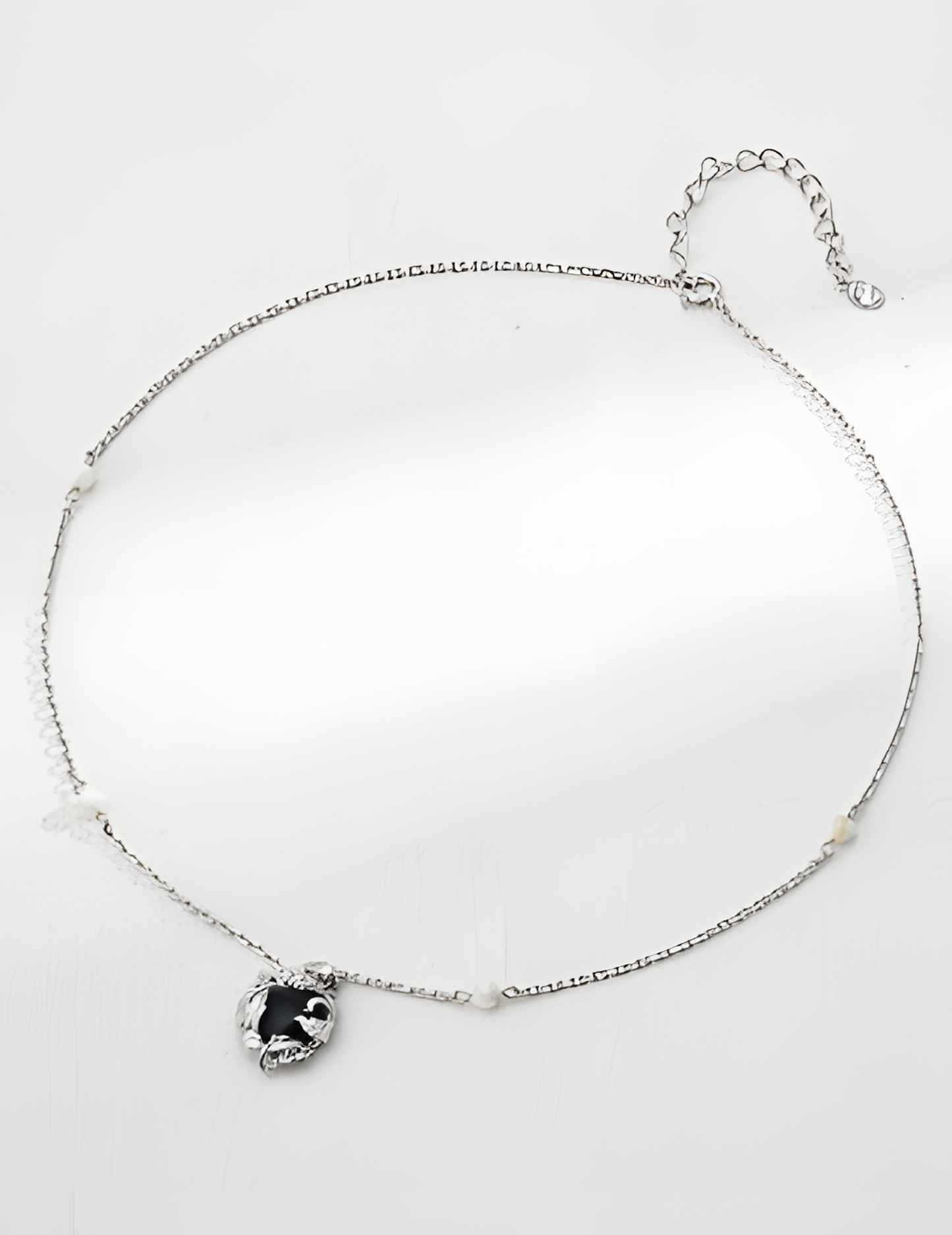 Silver Onyx Silk Necklace