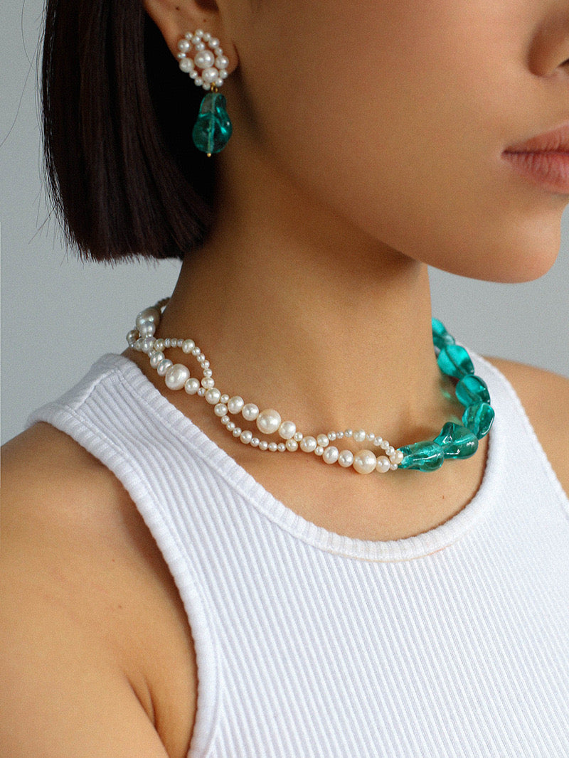 Bold Baroque Pearls Necklace and Earrings Set