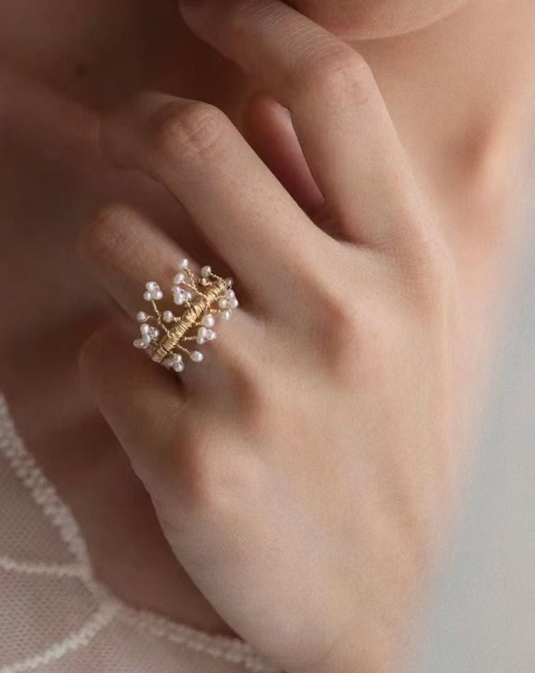 Mini Pearl Dainty Ring in Elegant Design