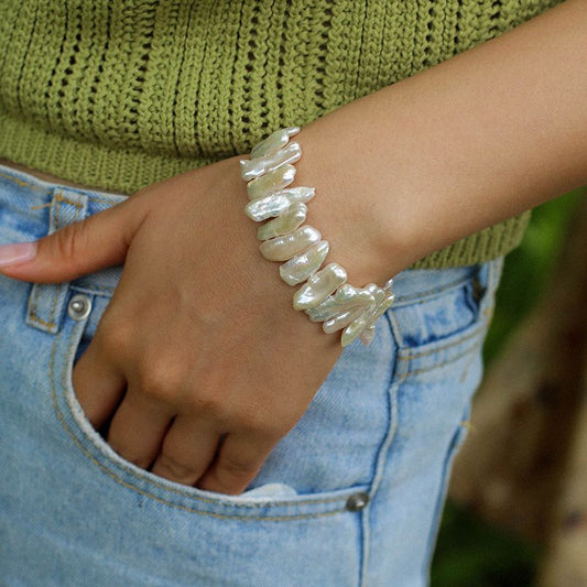 Elegant Baroque Pearl Chain Bracelet for Women