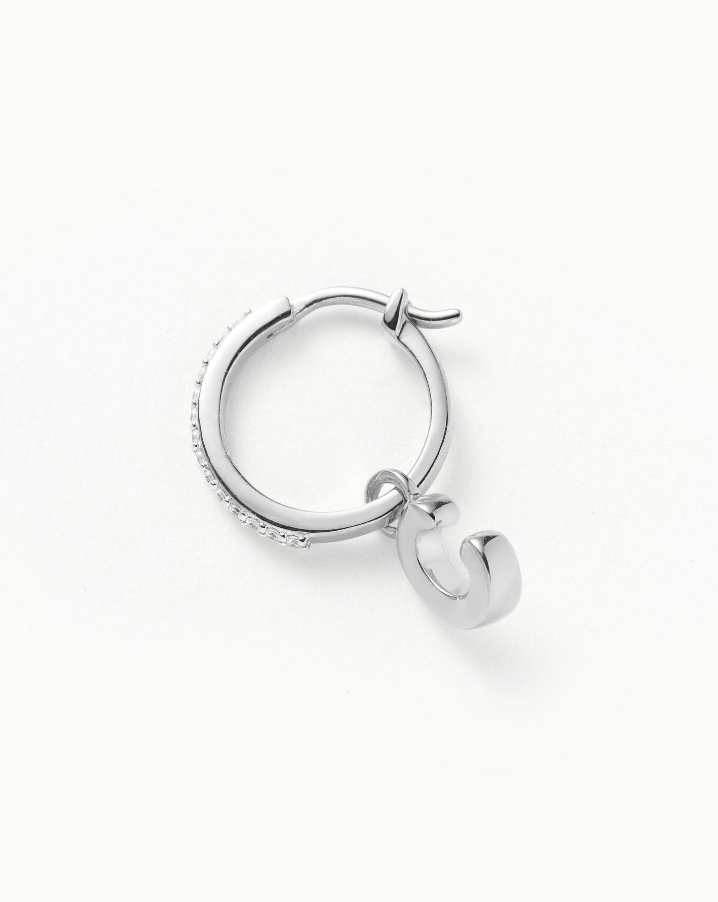 Sterling Silver Initial Charm Hoop Earrings 2