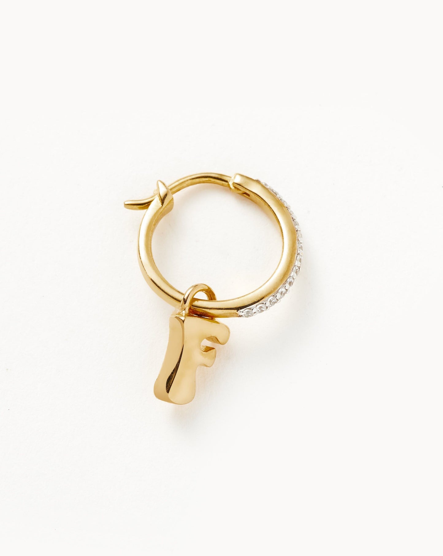 Initial Charm Hoop Earring in 18k Gold Vermeil 2