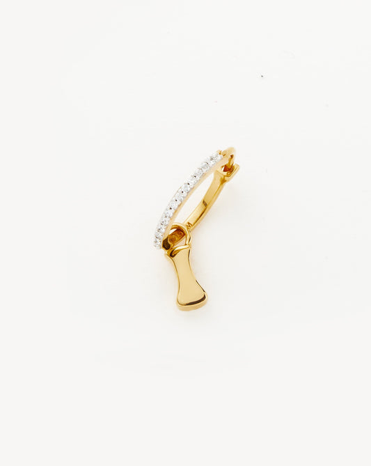 Initial Charm Hoop Earring in 18k Gold Vermeil 3