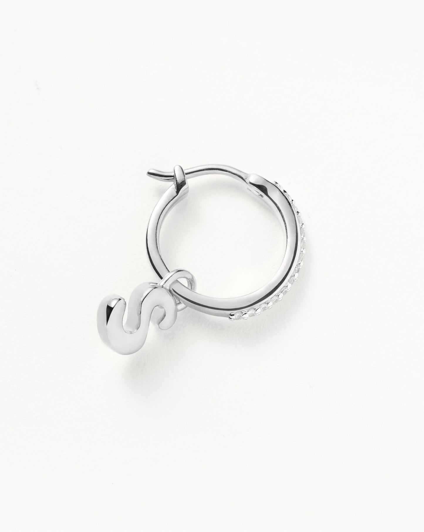 Sterling Silver Initial Single Charm Hoop Earrings