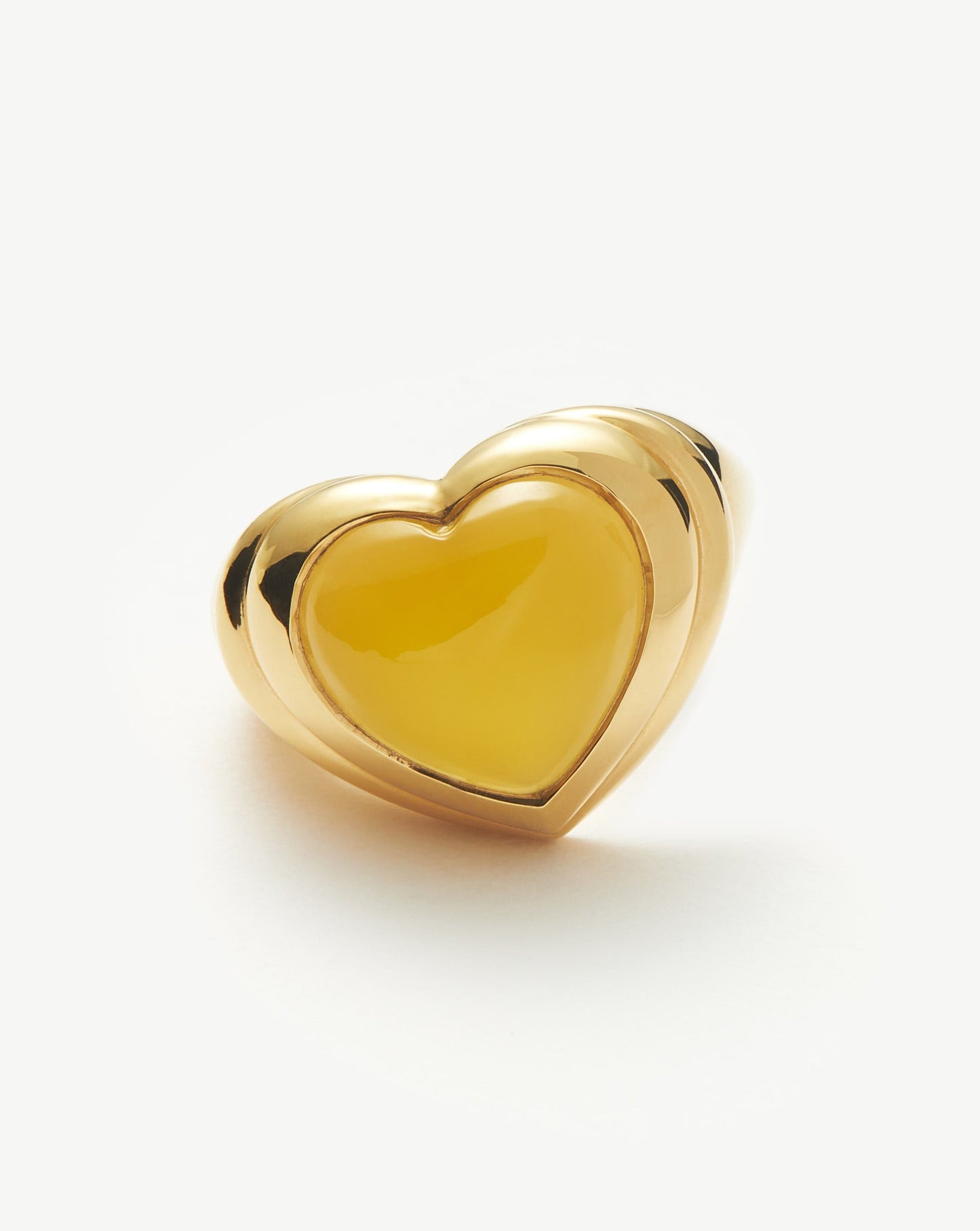 Mango Chalcedony Heart Gemstone Ring in Gold Plated Finish