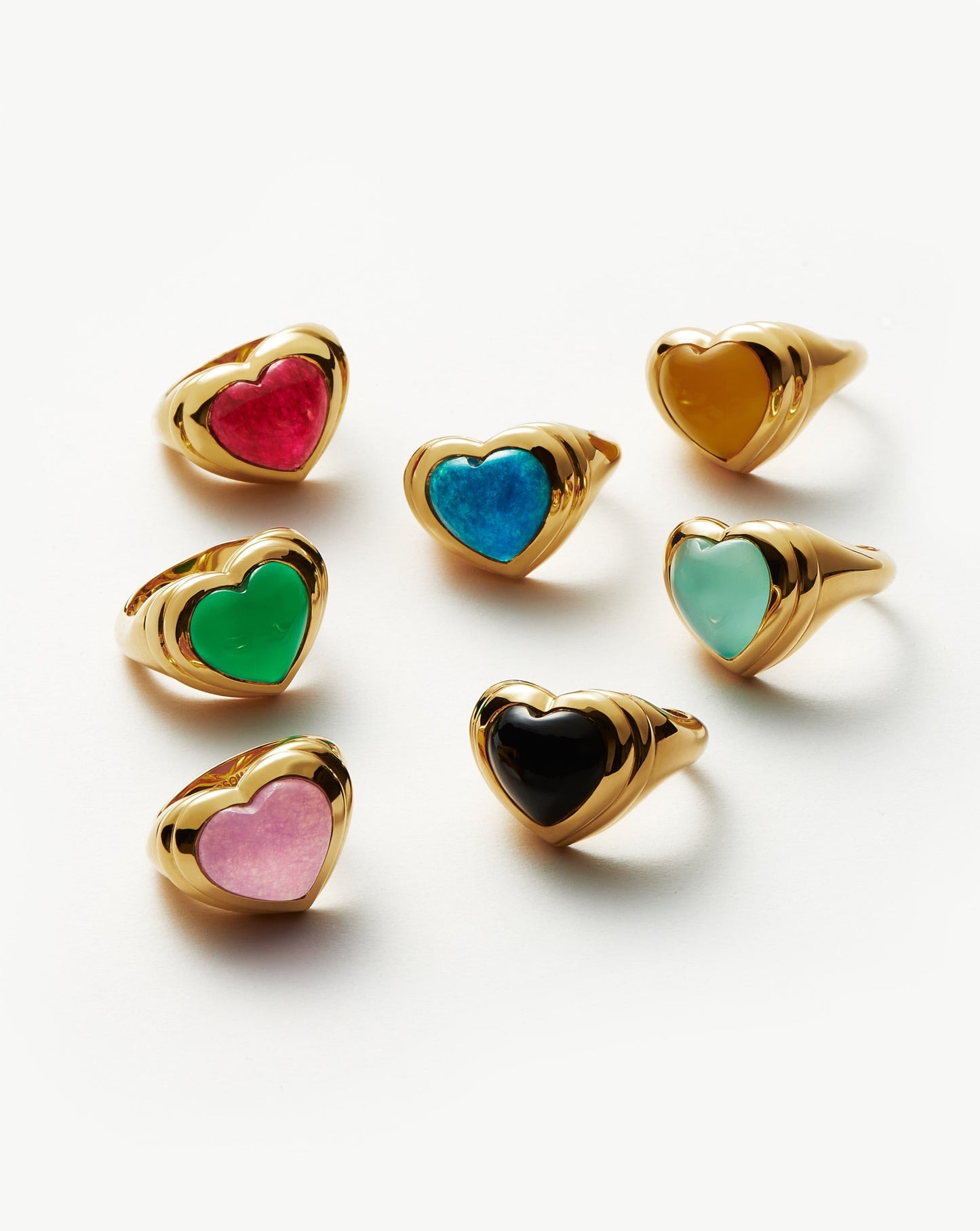 Mango Chalcedony Heart Gemstone Ring in Gold Plated Finish