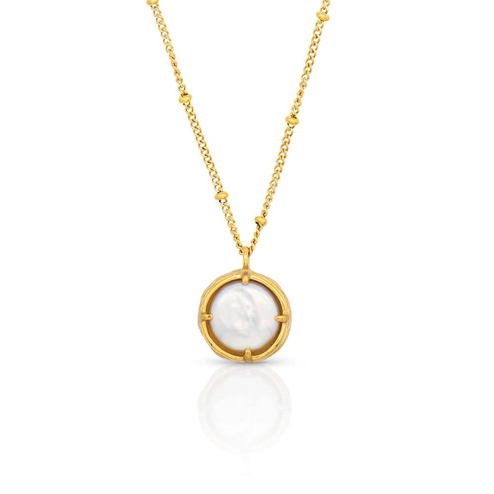 Gold Necklace with Pearl Design