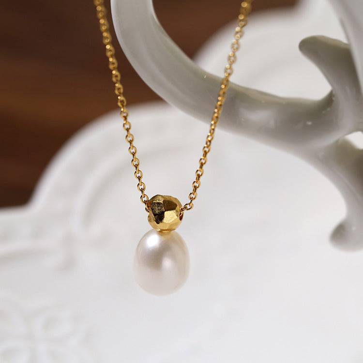 Baroque Pearl Teardrop Necklace in Gold Vermeil