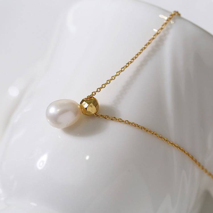 Baroque Pearl Teardrop Necklace in Silver