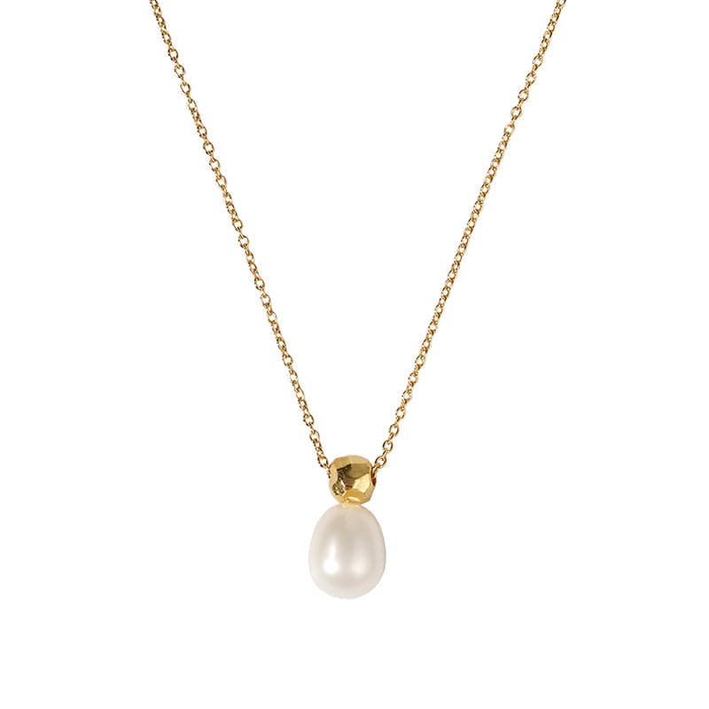 Baroque Pearl Teardrop Necklace in Silver