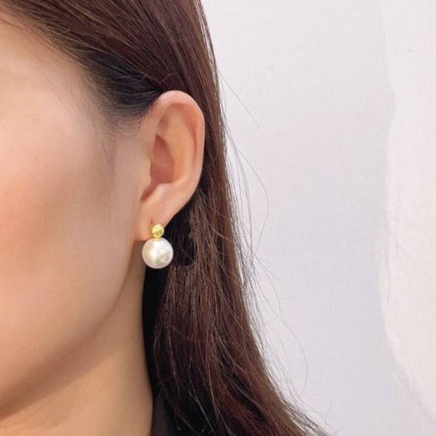 Baroque Pearl Gold Bean Earrings