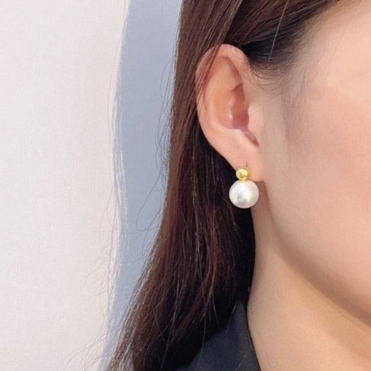 Baroque Pearl Gold Bean Earrings