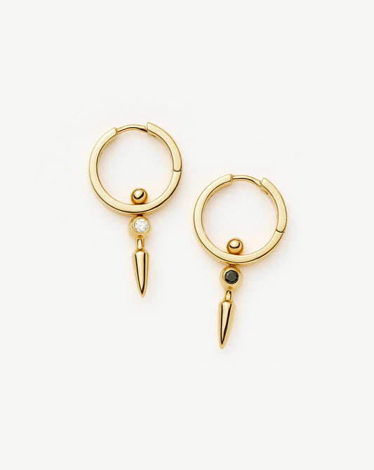 Duality Spike Charm Hoop Earrings in 18k Gold Vermeil