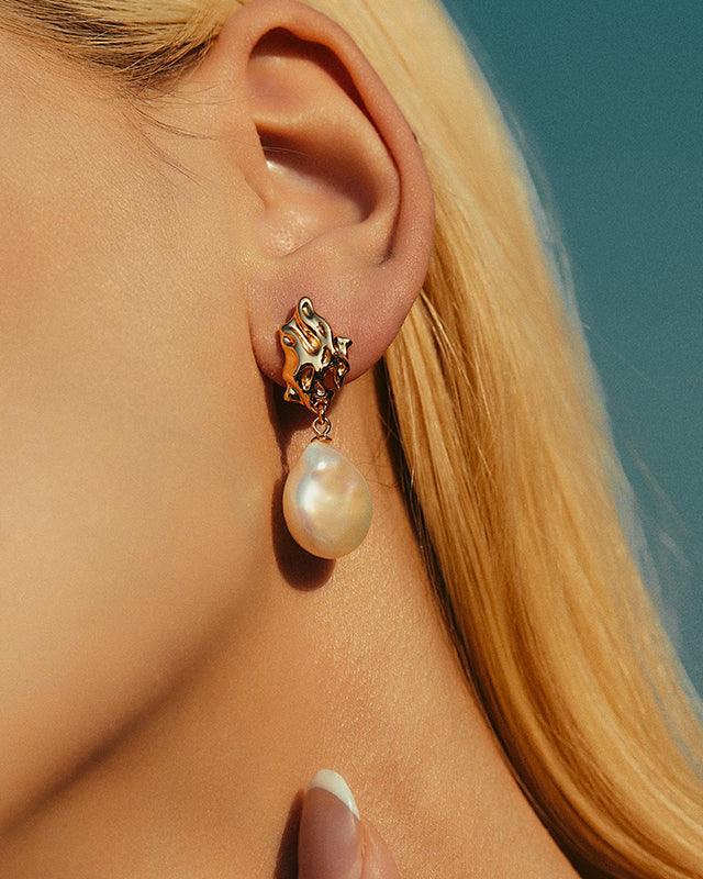 Baroque Pearl Lava Earrings