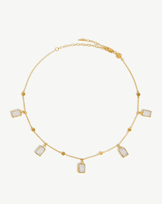 18k Gold Vermeil Rainbow Moonstone Charm Choker