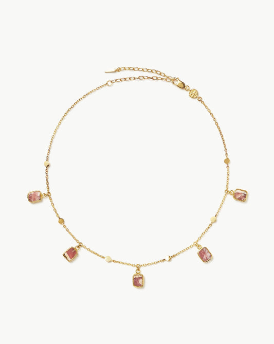 18k Gold Plated Rhodochrosite Charm Choker