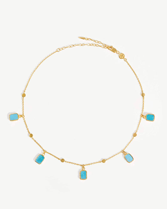 18k Gold Plated Turquoise Charm Choker