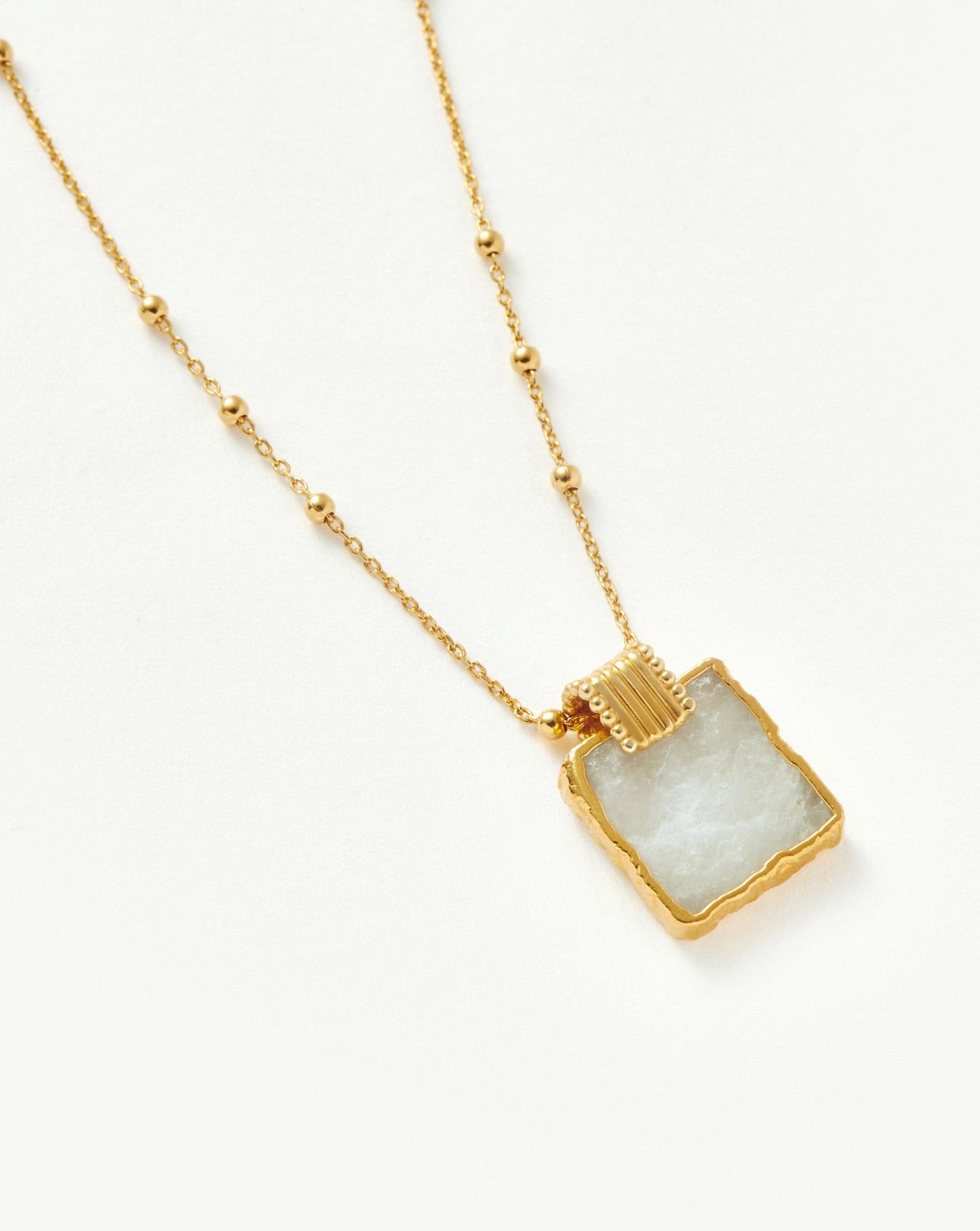 Gold Plated Rainbow Moonstone Charm Necklace