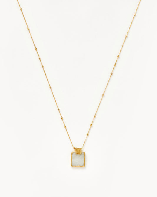 Gold Plated Rainbow Moonstone Charm Necklace