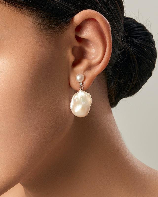 Baroque Pearl Lotus Earrings