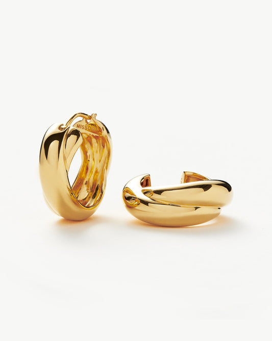 Chunky Gold Plated Entwine Hoop Earrings