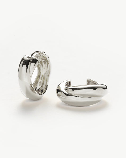 Chunky Silver Plated Entwine Hoop Earrings