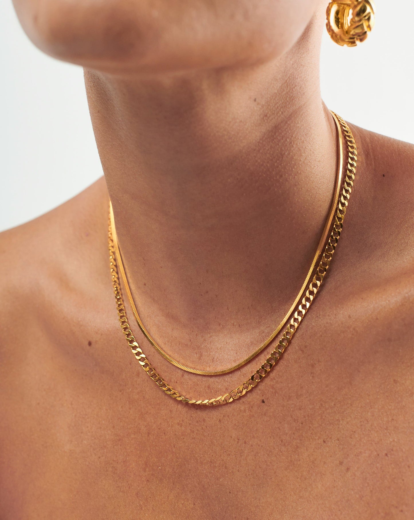 18k Gold Vermeil Snake Chain Necklace Set