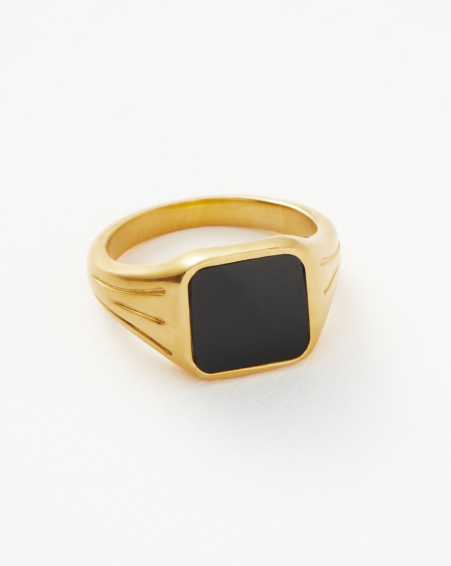 Square Signet Ring in 18k Gold Vermeil and Black Spinel