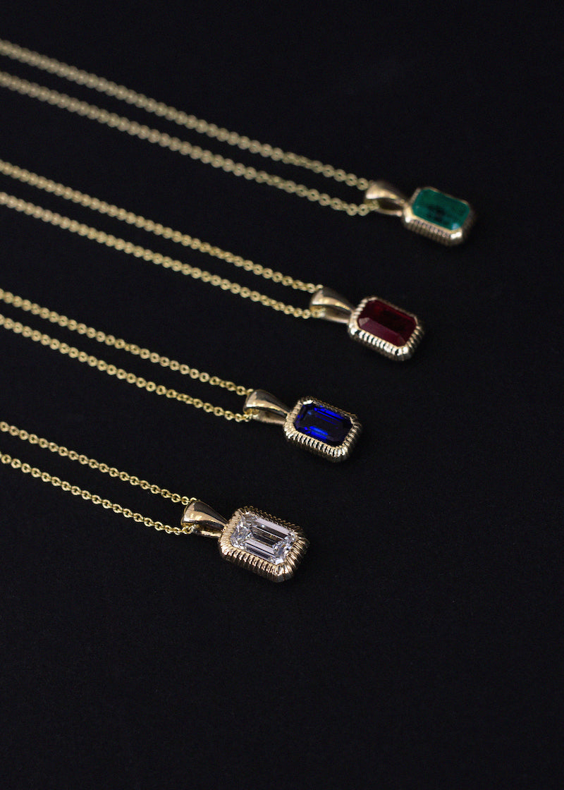 Emerald Cut Pendant Necklace with Emerald Stone 1