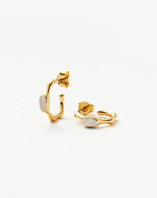 Small Hoop Earrings with Gemstones in Gold Vermeil