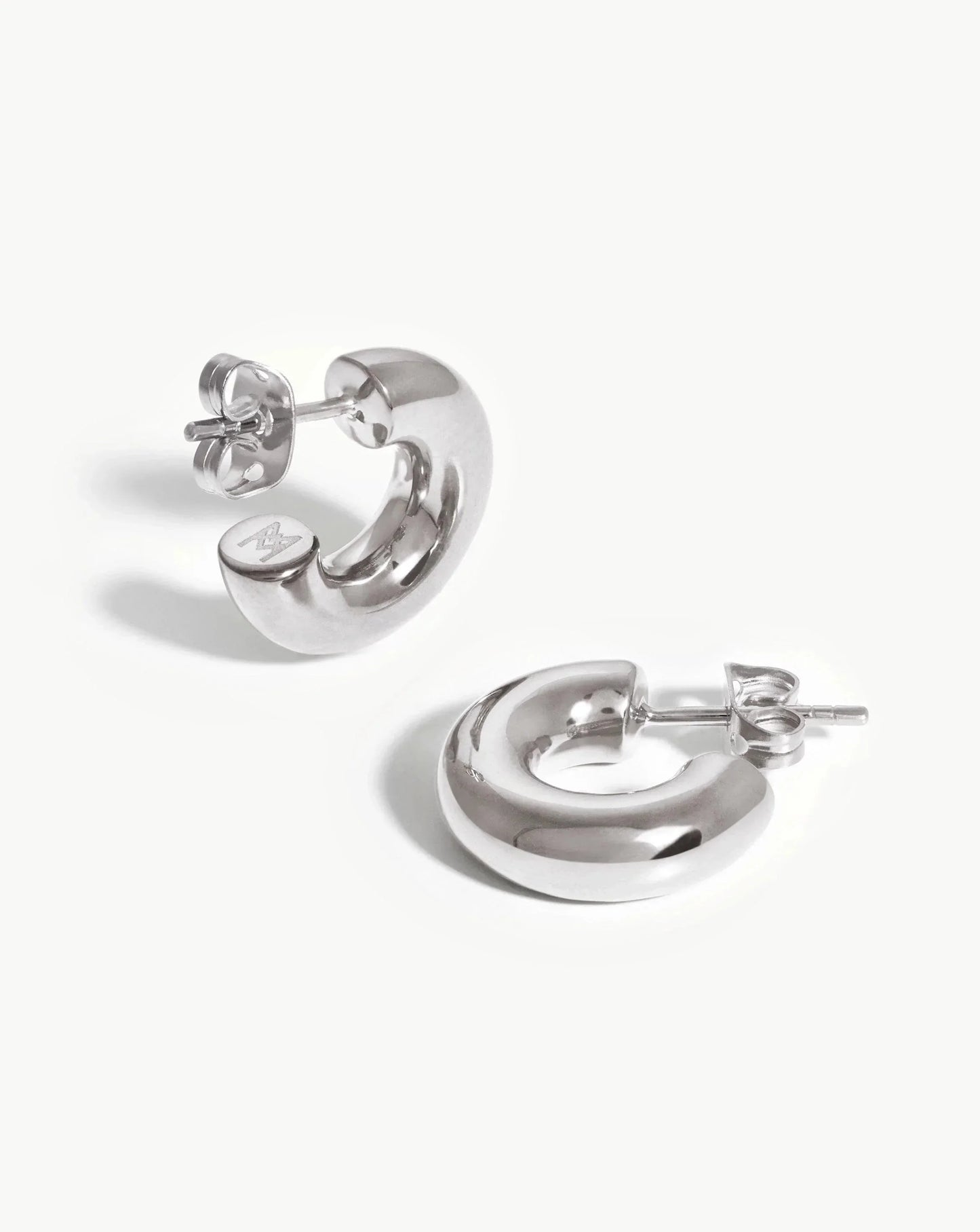 Silver Plated Chubby Tunnel Small Hoop Earrings