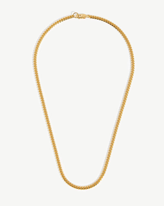 Men's Round Curb Chain Silver Necklace