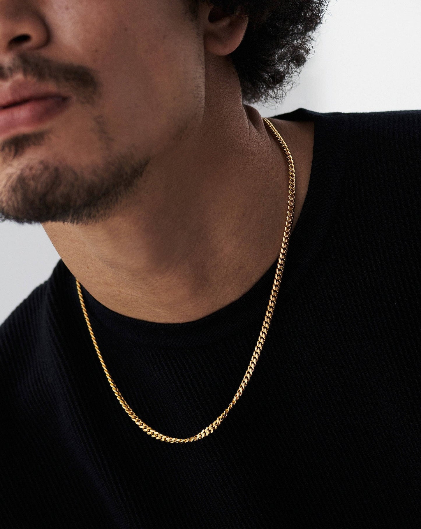 Men's Round Curb Chain Silver Necklace