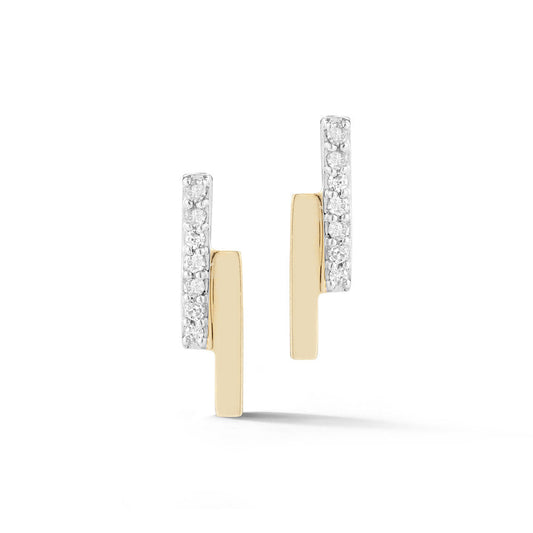 Diamond Bar Bypass Stud Earrings