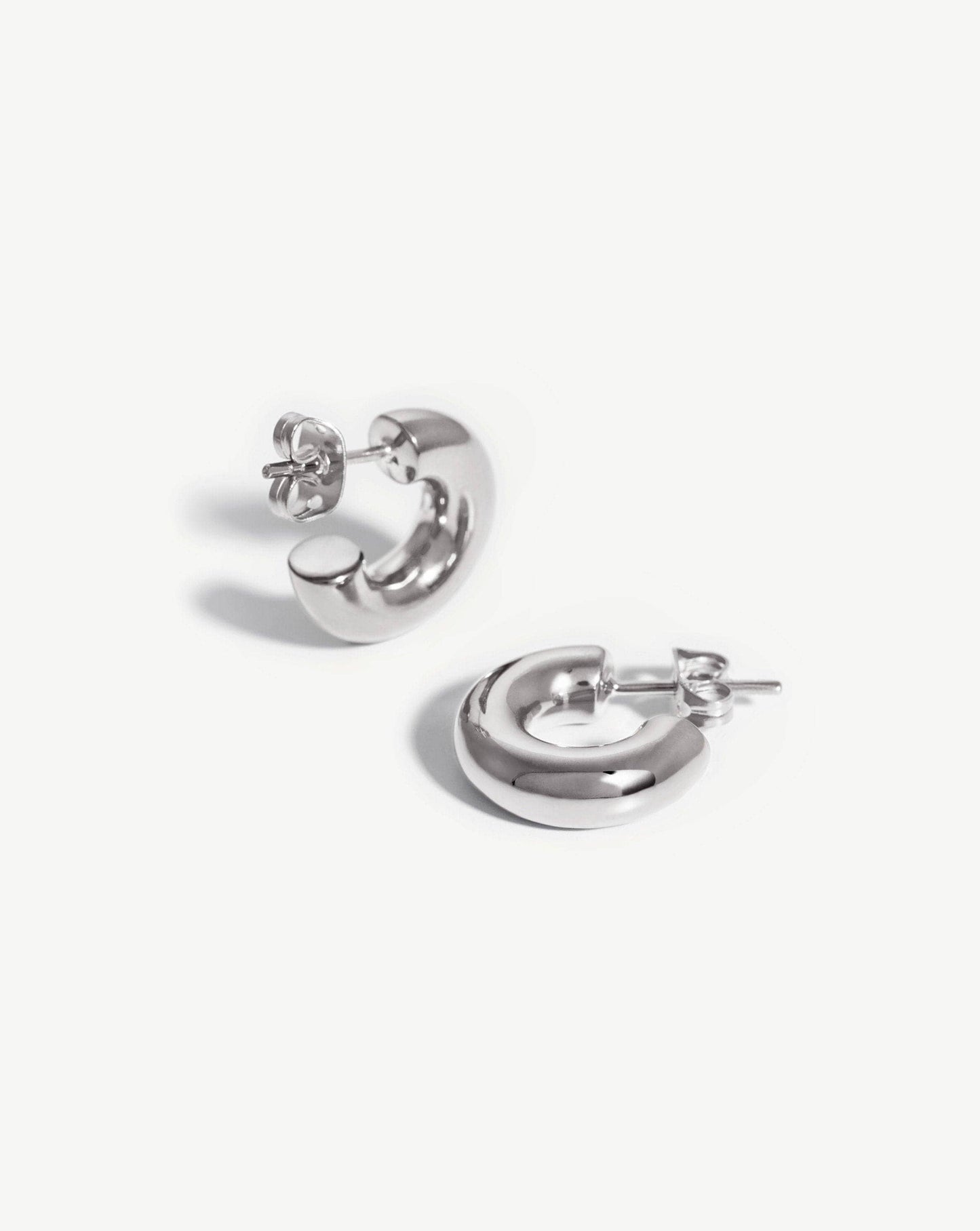 Silver Plated Chubby Tunnel Mini Hoop Earrings