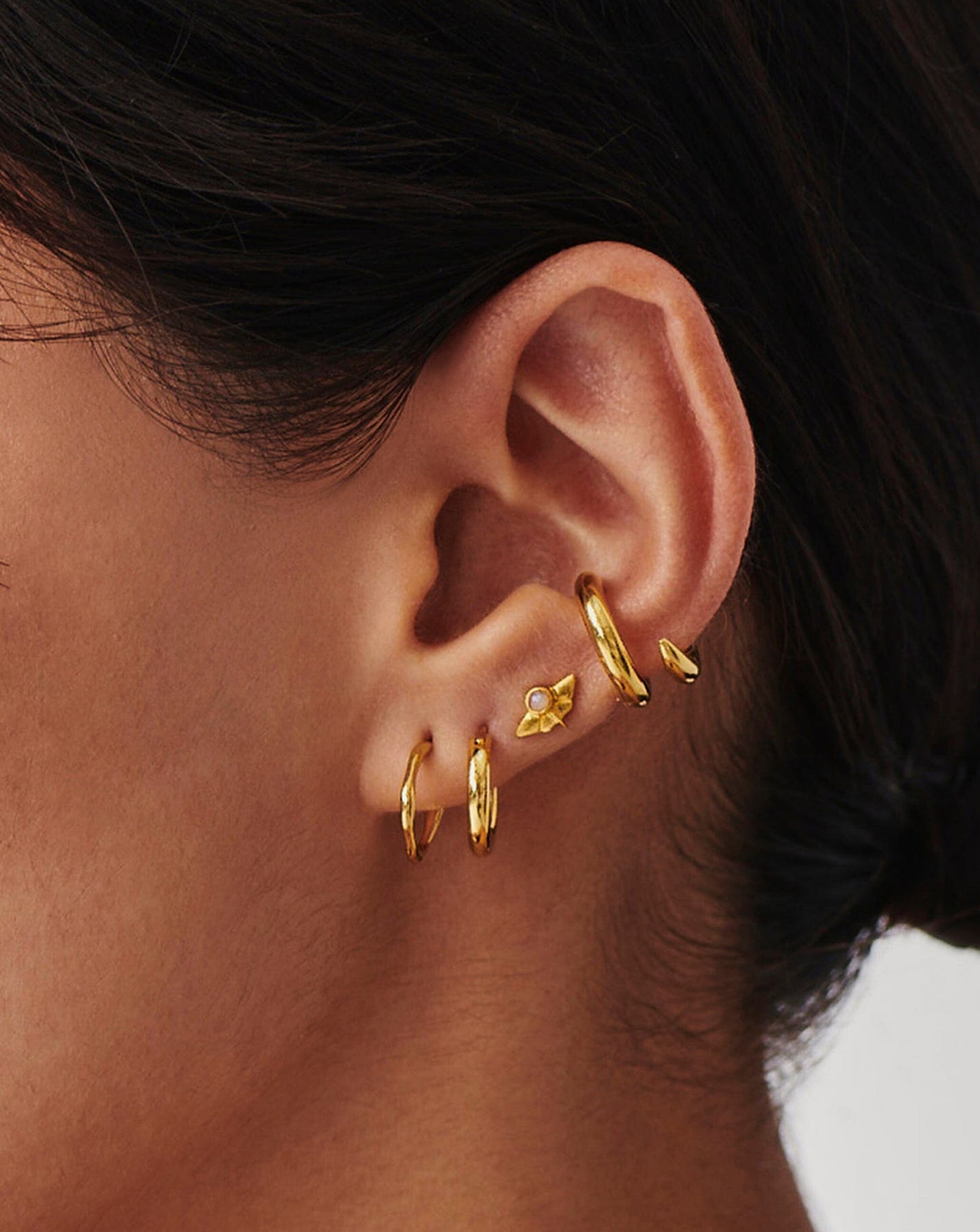 18k Gold Vermeil Mini Molten Hoop Earrings