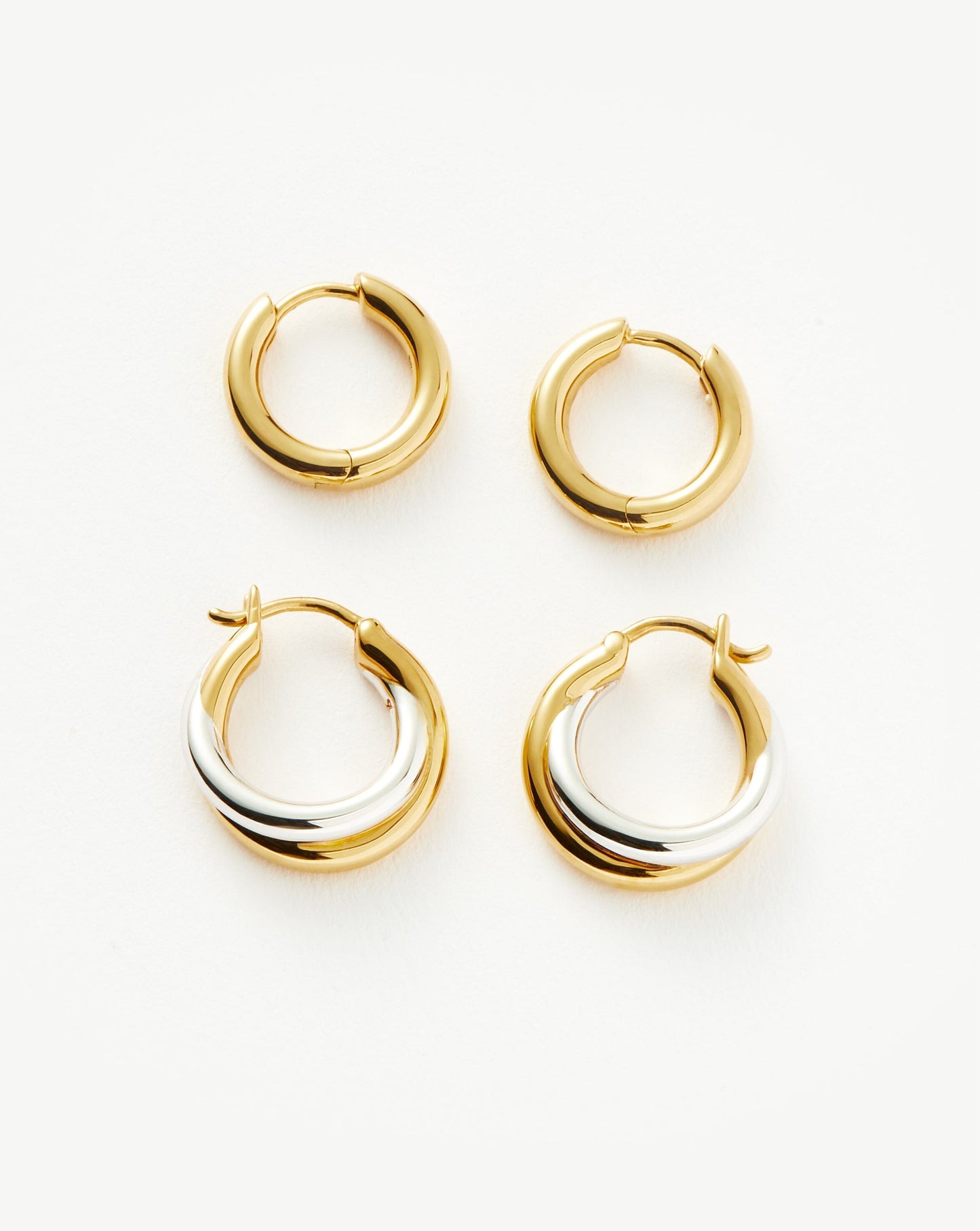 Mini Hoop Earring Set with Entwined Tunnel Design