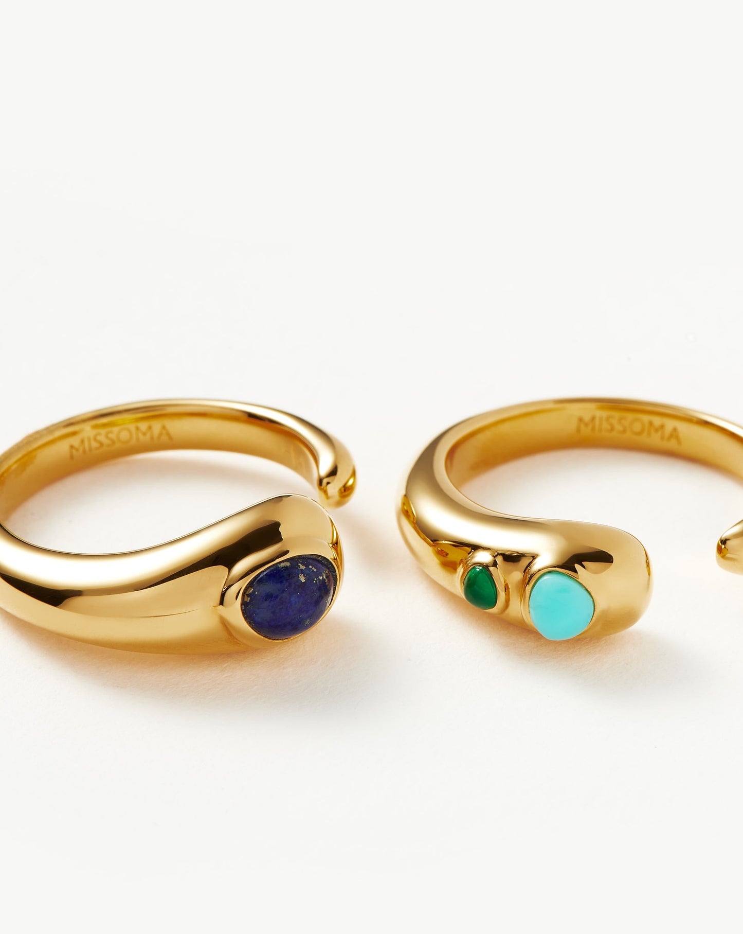 Double Stacking Ring Set in Gold Plated with Gemstones