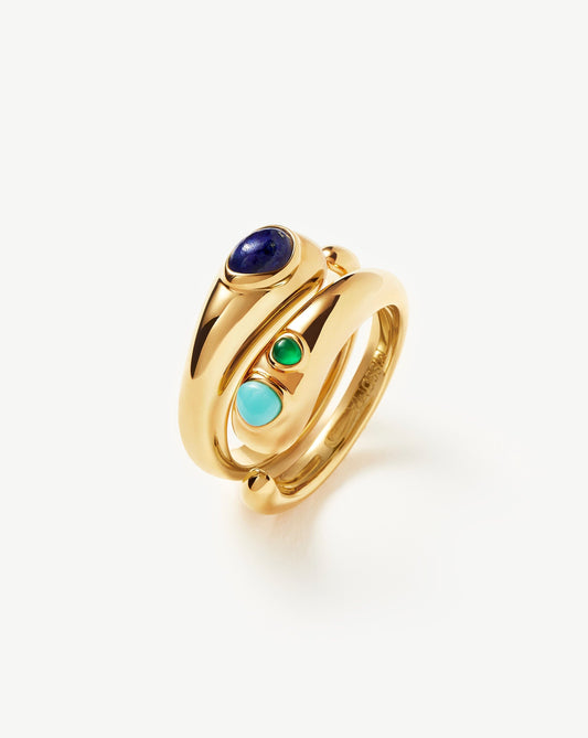 Double Stacking Ring Set in Gold Plated with Gemstones