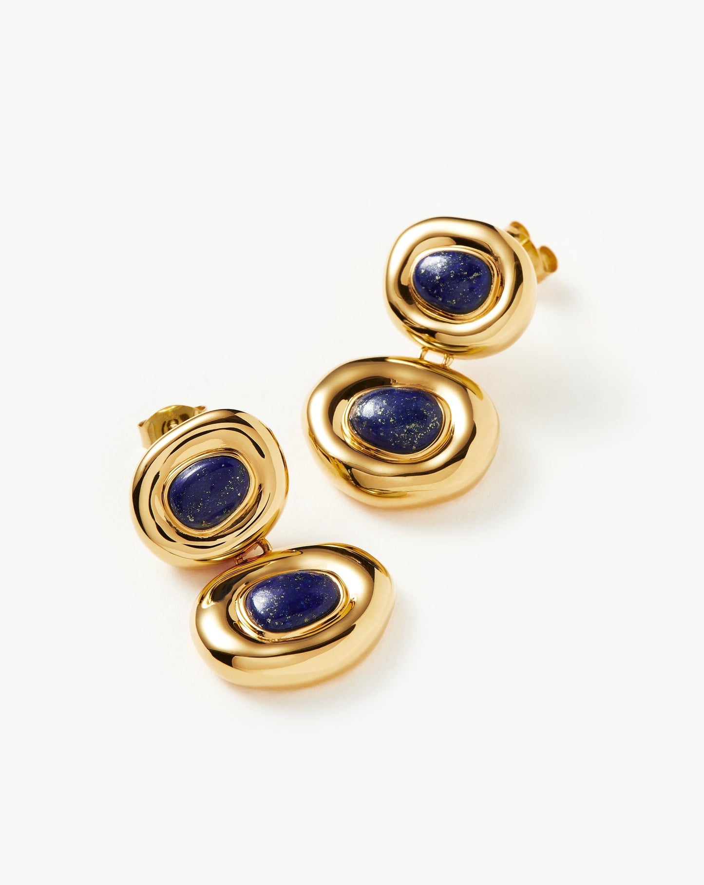 Gold Plated Lapis Gemstone Drop Earrings