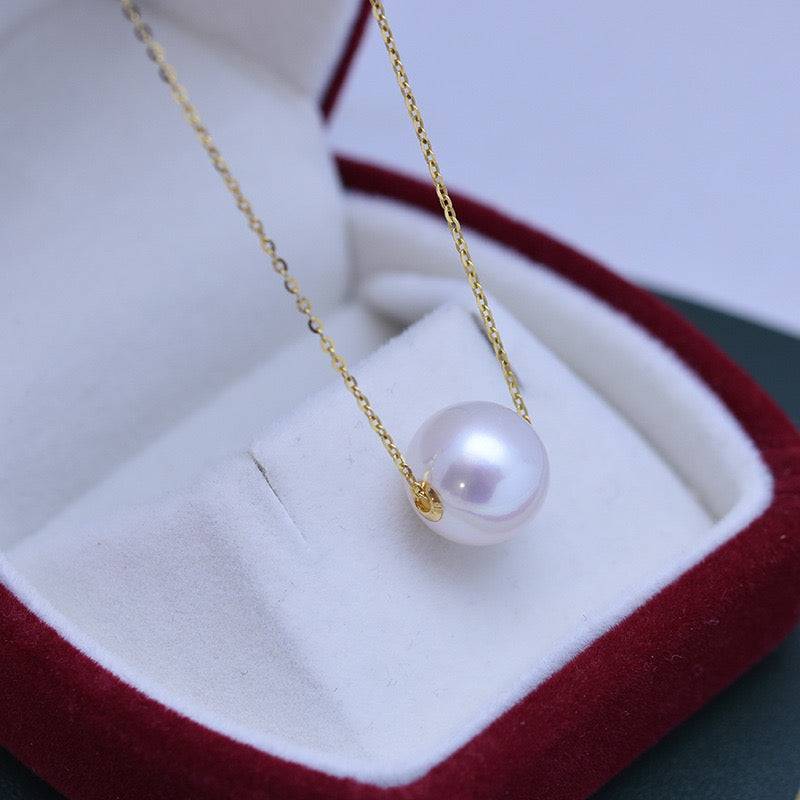 Classic White Freshwater Pearl Floating Pendant Necklace