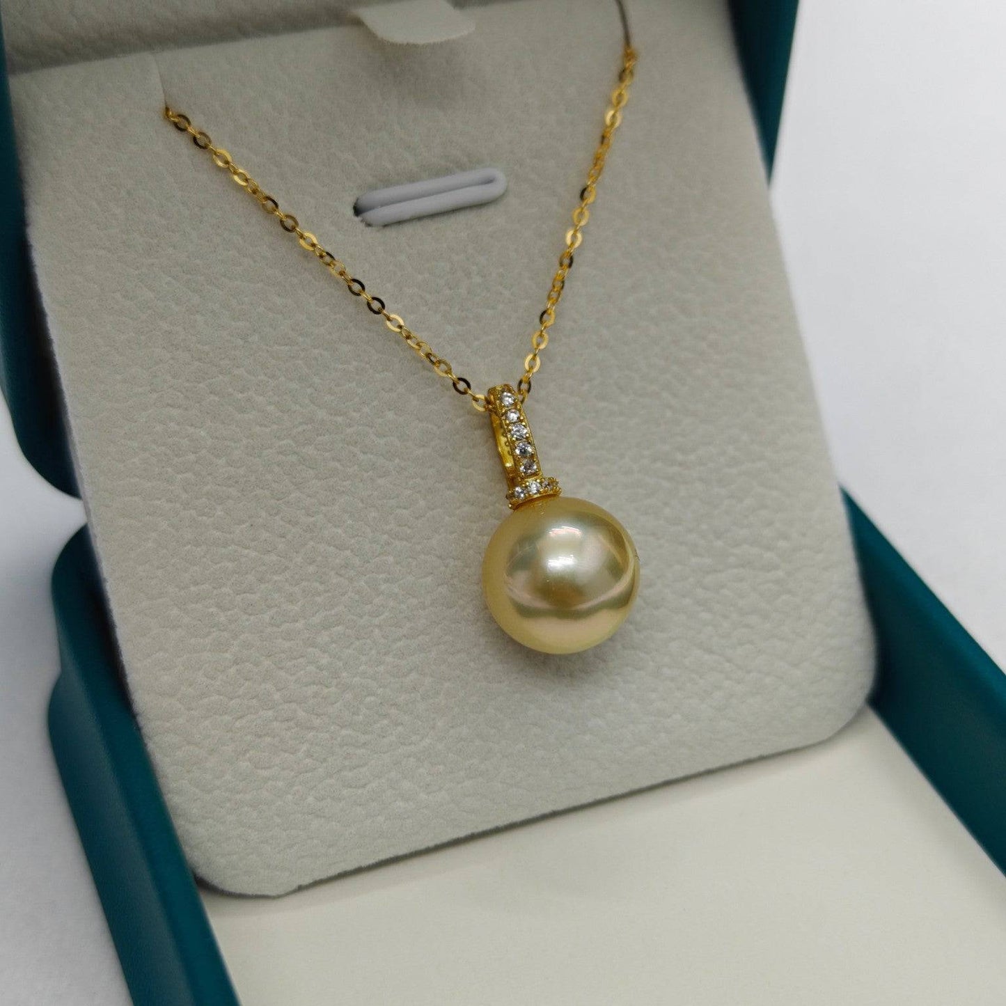 Golden South Sea Pearl Pendant Necklace in Silver