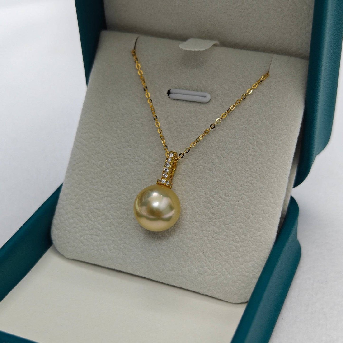 Golden South Sea Pearl Pendant Necklace in Silver