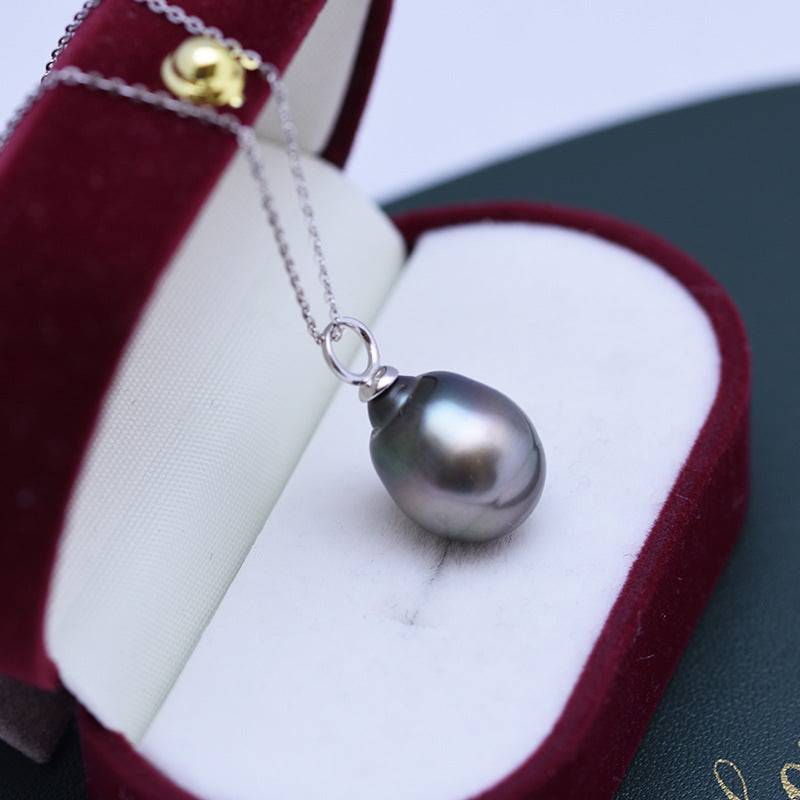 Tahitian South Sea Baroque Pearl Teardrop Pendant Necklace in Silver