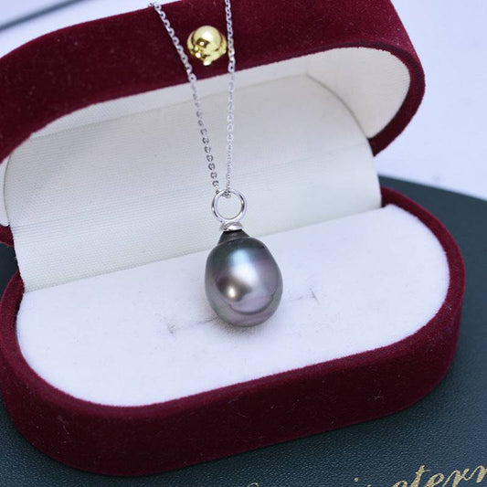 Tahitian South Sea Baroque Pearl Teardrop Pendant Necklace in Silver