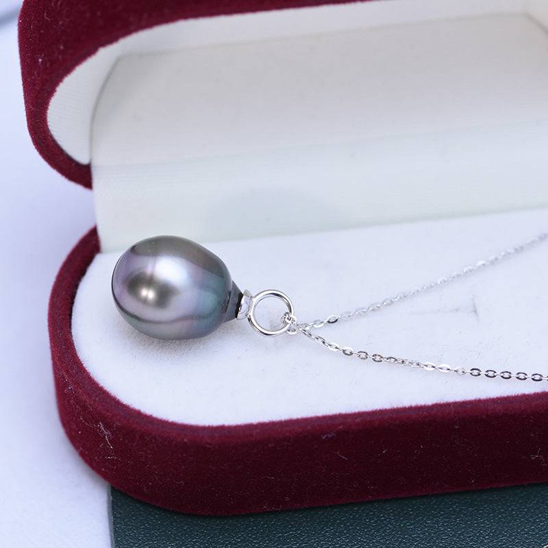 Tahitian South Sea Baroque Pearl Teardrop Pendant Necklace in Silver