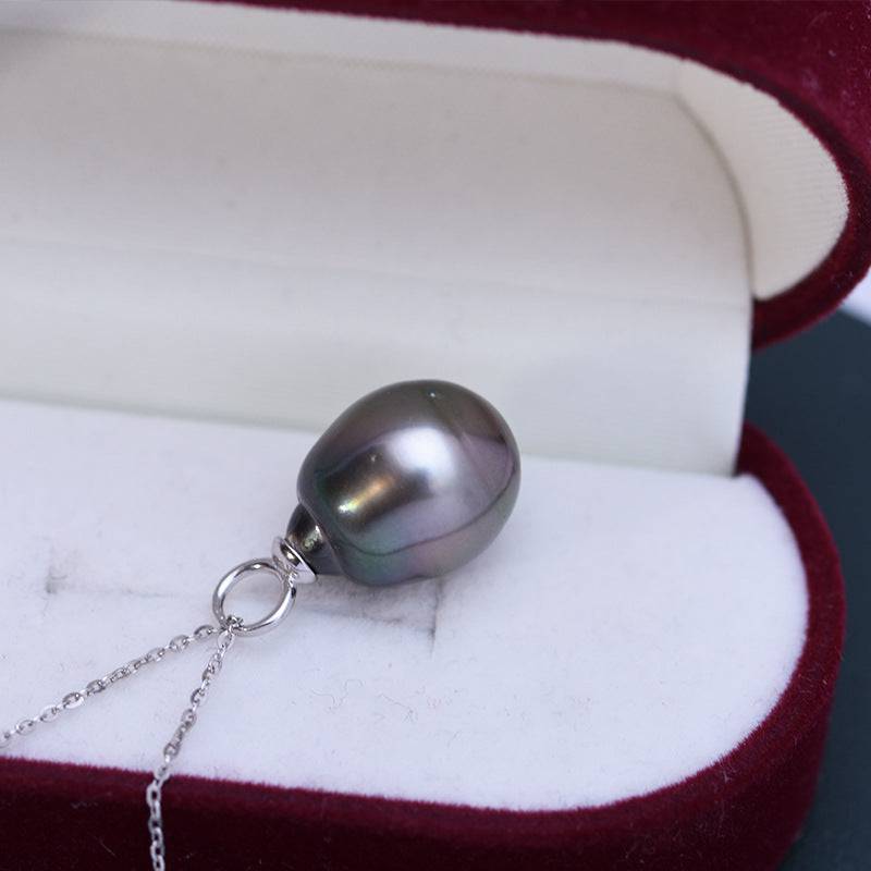 Tahitian South Sea Baroque Pearl Teardrop Pendant Necklace in Silver