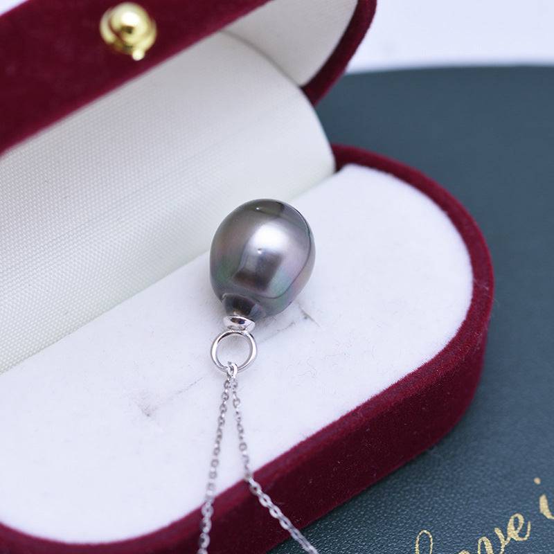 Tahitian South Sea Baroque Pearl Teardrop Pendant Necklace in Silver