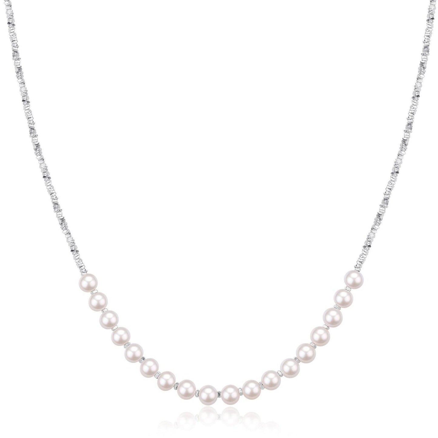 Silver Shards Necklace with Smile Pearl Design